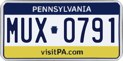 PA license plate MUX0791