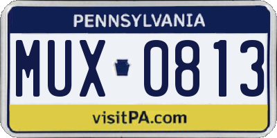 PA license plate MUX0813