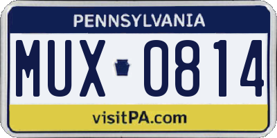 PA license plate MUX0814