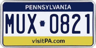 PA license plate MUX0821