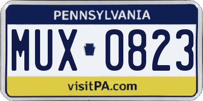PA license plate MUX0823