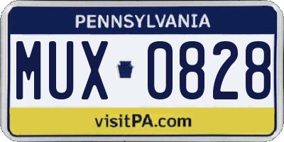 PA license plate MUX0828