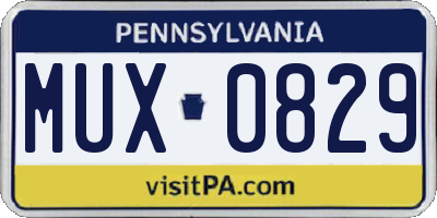 PA license plate MUX0829