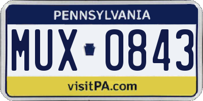 PA license plate MUX0843