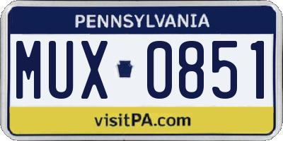 PA license plate MUX0851
