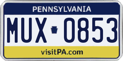PA license plate MUX0853