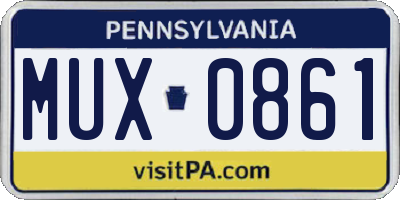 PA license plate MUX0861