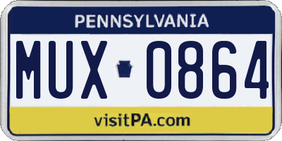 PA license plate MUX0864