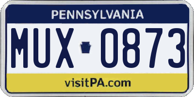 PA license plate MUX0873