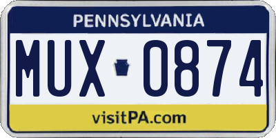 PA license plate MUX0874