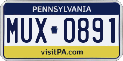 PA license plate MUX0891