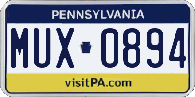 PA license plate MUX0894