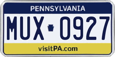 PA license plate MUX0927