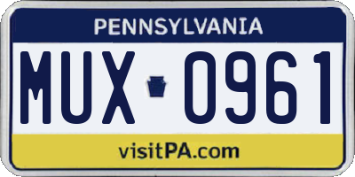 PA license plate MUX0961