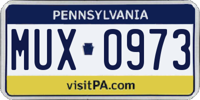 PA license plate MUX0973