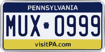 PA license plate MUX0999