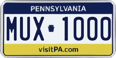 PA license plate MUX1000