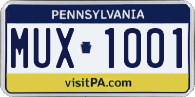 PA license plate MUX1001