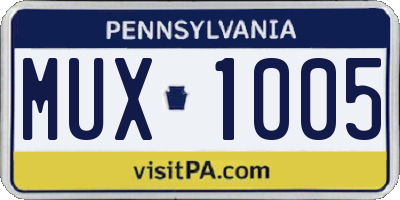 PA license plate MUX1005