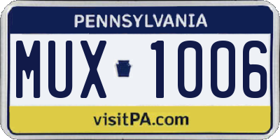PA license plate MUX1006