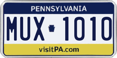 PA license plate MUX1010