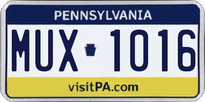 PA license plate MUX1016