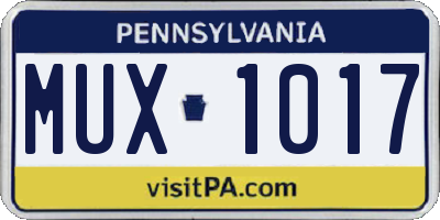 PA license plate MUX1017