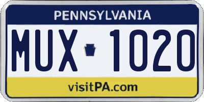 PA license plate MUX1020