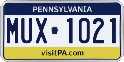 PA license plate MUX1021
