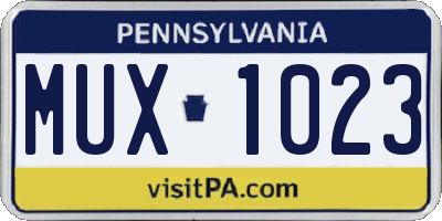PA license plate MUX1023