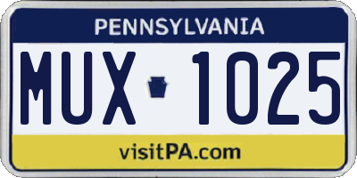 PA license plate MUX1025