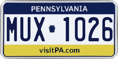 PA license plate MUX1026
