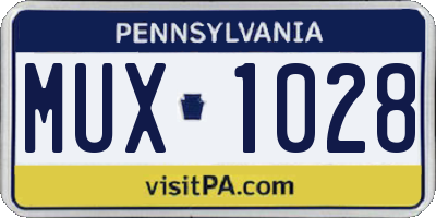 PA license plate MUX1028