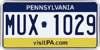 PA license plate MUX1029