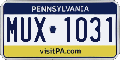 PA license plate MUX1031