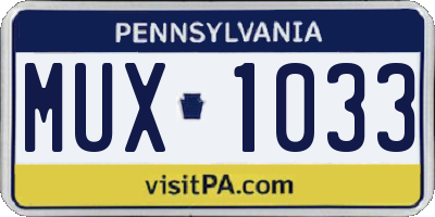 PA license plate MUX1033