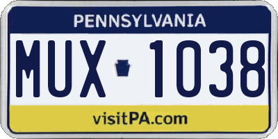 PA license plate MUX1038