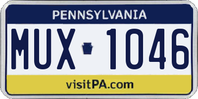 PA license plate MUX1046