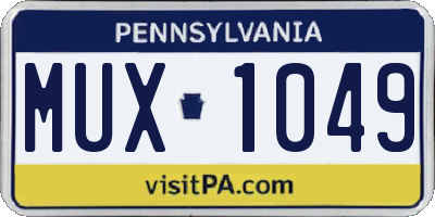 PA license plate MUX1049