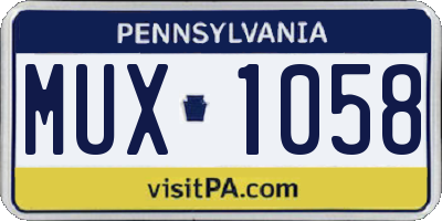 PA license plate MUX1058
