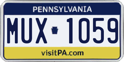 PA license plate MUX1059