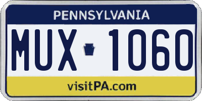 PA license plate MUX1060