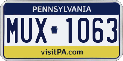 PA license plate MUX1063
