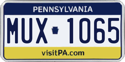 PA license plate MUX1065