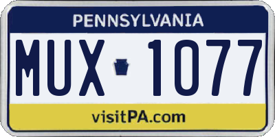 PA license plate MUX1077