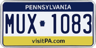 PA license plate MUX1083
