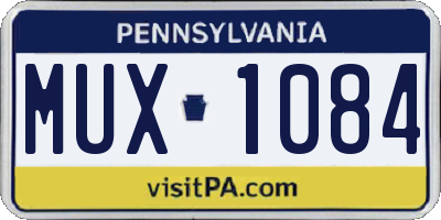 PA license plate MUX1084