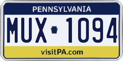 PA license plate MUX1094