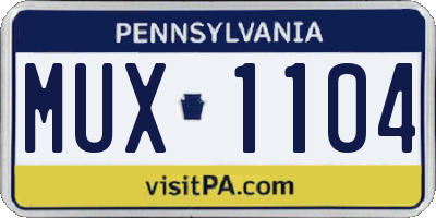 PA license plate MUX1104