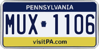PA license plate MUX1106